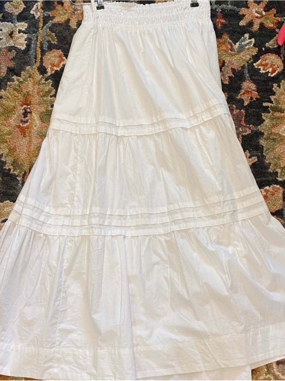 Quince White Tiered Maxi Skirt